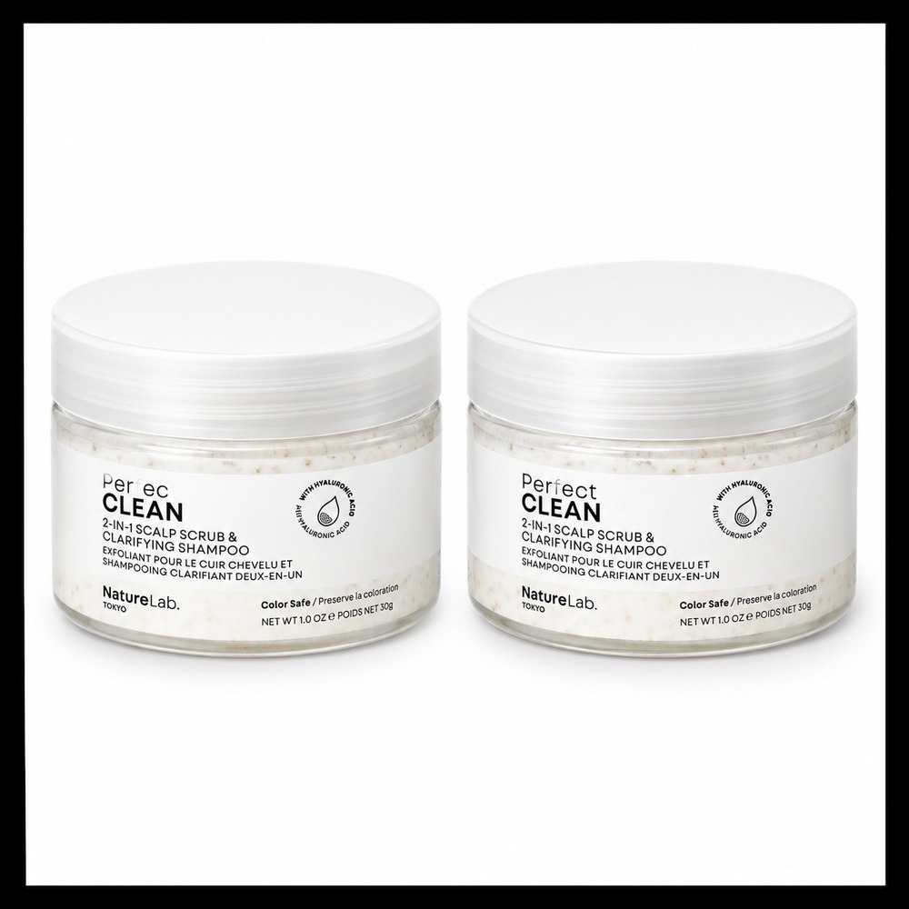 2 x Nature Lab Tokyo Perfect Clean 2 in 1 Scalp Scrub Clarifying Shampoo 1 oz.